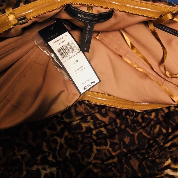 NWT BCBG MAXAZARIA Strapless Leopard Mini Dress 10 - Picture 7 of 7